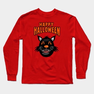BLACK CAT CARTOON HAPPY HALLOWEEN Long Sleeve T-Shirt